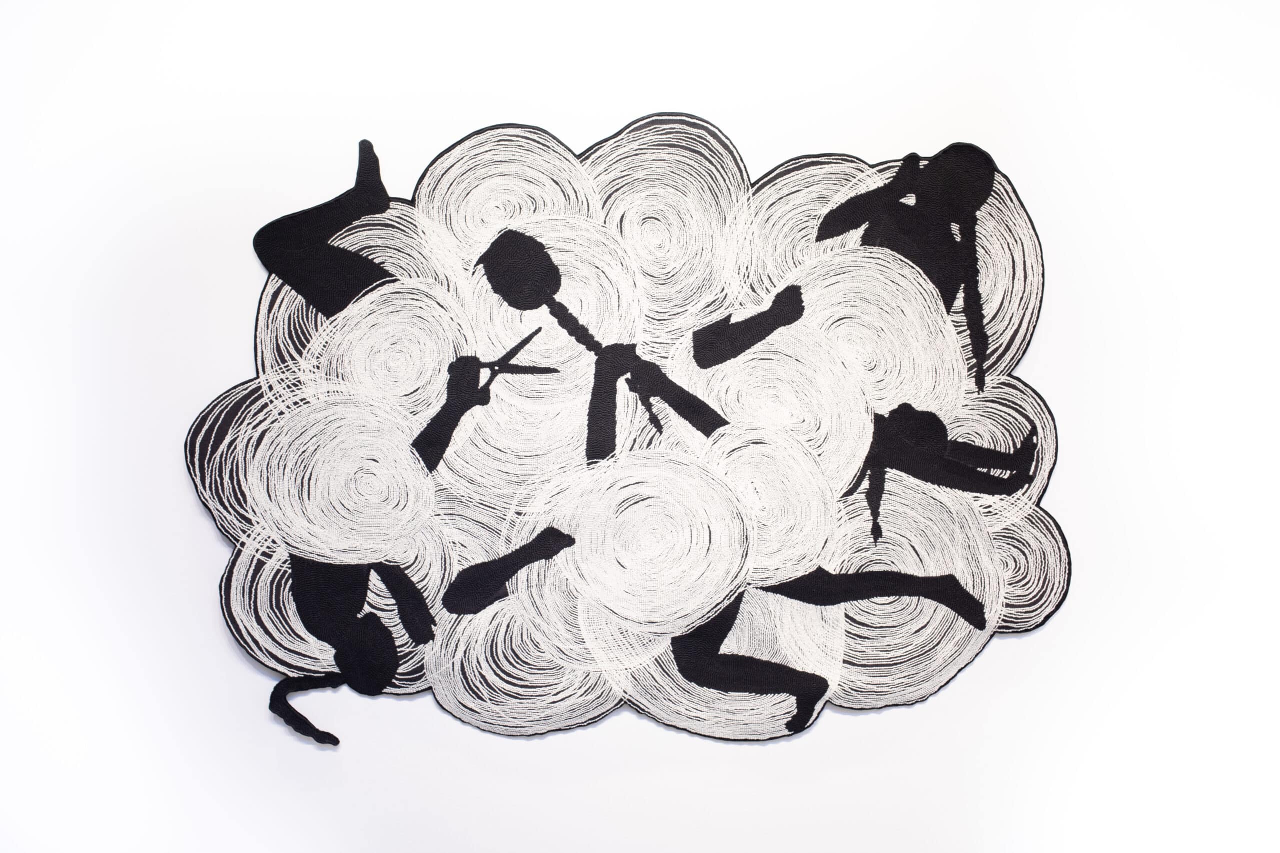 "Yield (Tough Crowd)" by Marina Peng. Wool, burlap 50” x 70” 2023