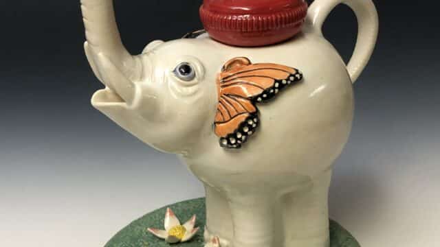 Elephant, 2022 High fire glazed porcelain 7”Wx7”Dx9”H Photo: Jimmy Liu